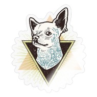 Hipster Chihuahua with Tattoo' Sticker